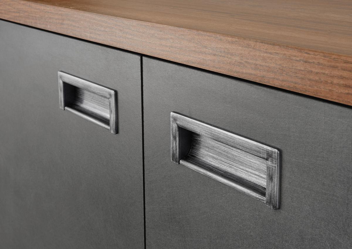KOMMODE Eiche Stirling, Matera grau, Sideboard 75 x 100 cm - Eichefarben/Grau, Holzwerkstoff/Metall (75/100/33cm)