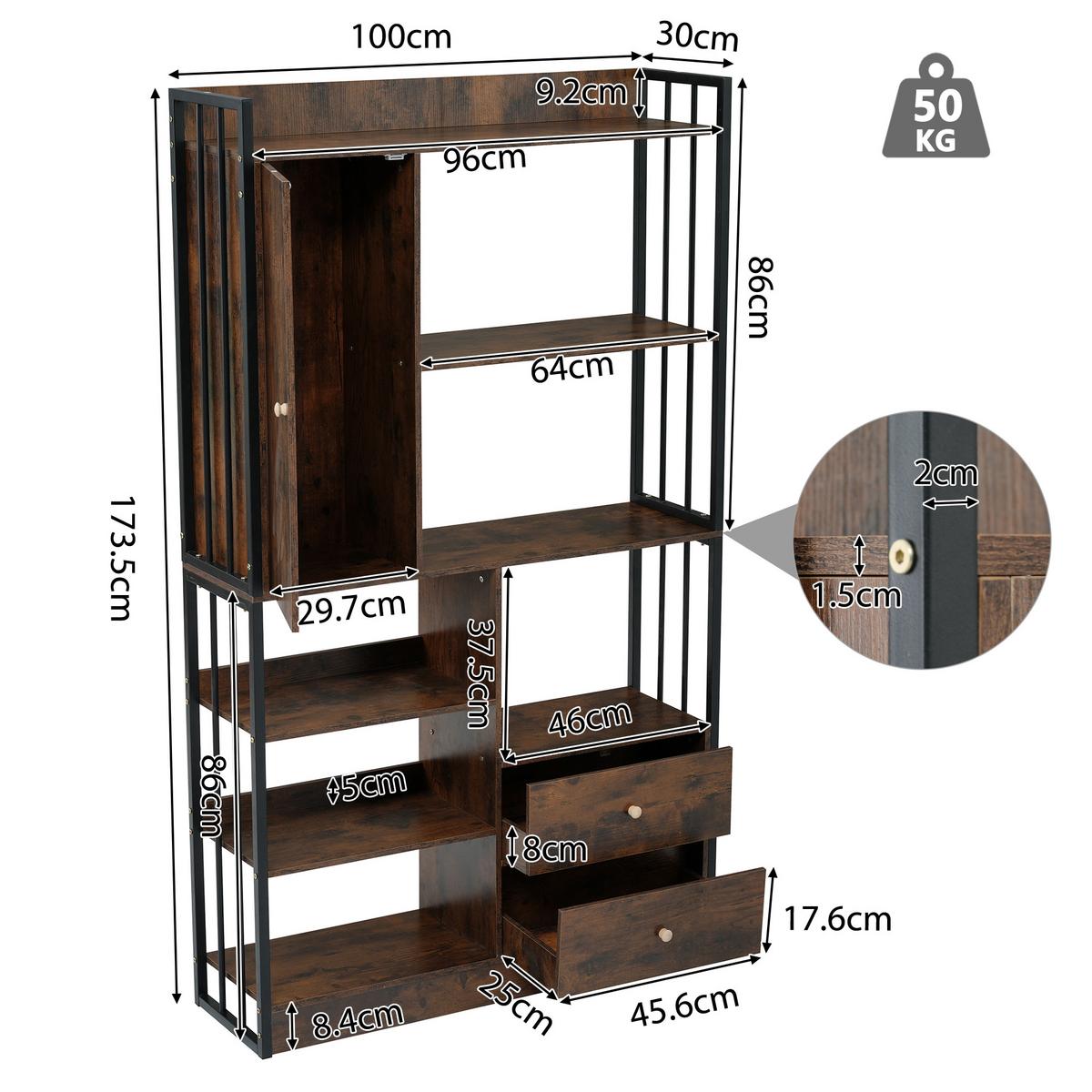 BÜCHERREGAL Braun 100-30-173,5 cm - Braun, Holzwerkstoff (30/173.5/100cm) - Urban Meuble