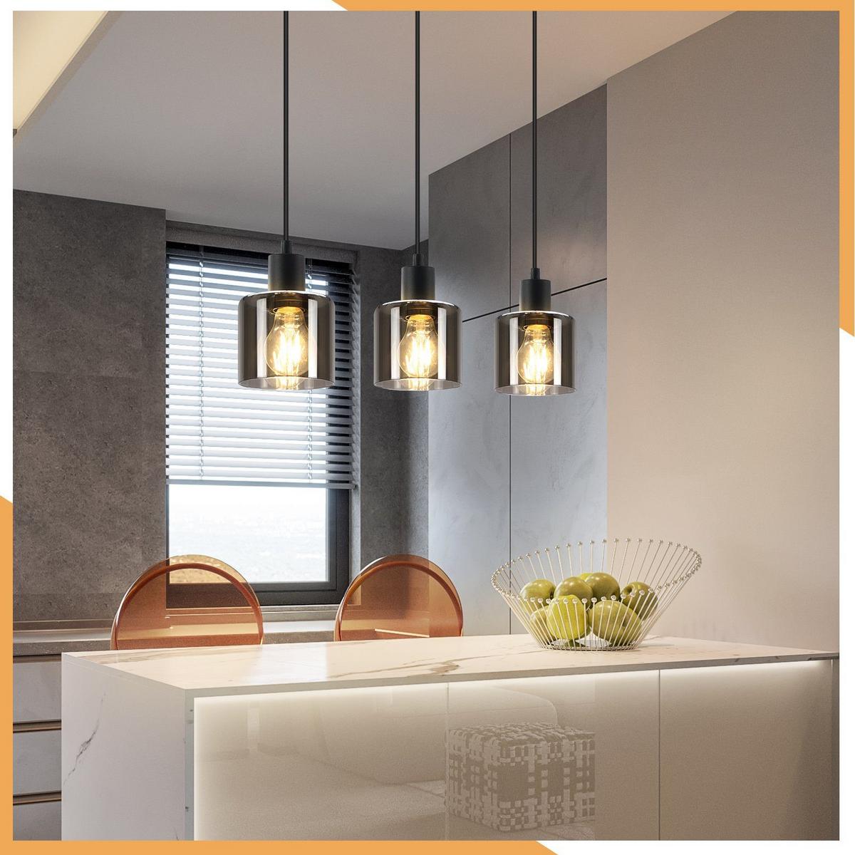 PENDELLEUCHTE Klassik 3-flammig 68/11/195 cm - Grau, Glas (68/11/195cm) - Nettlife