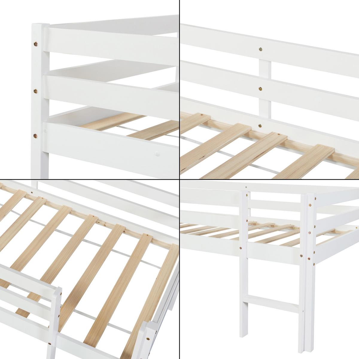 KINDERBETT Siikalatva mit Matratze - Weiß, Holz (90/200cm) - [en.casa]