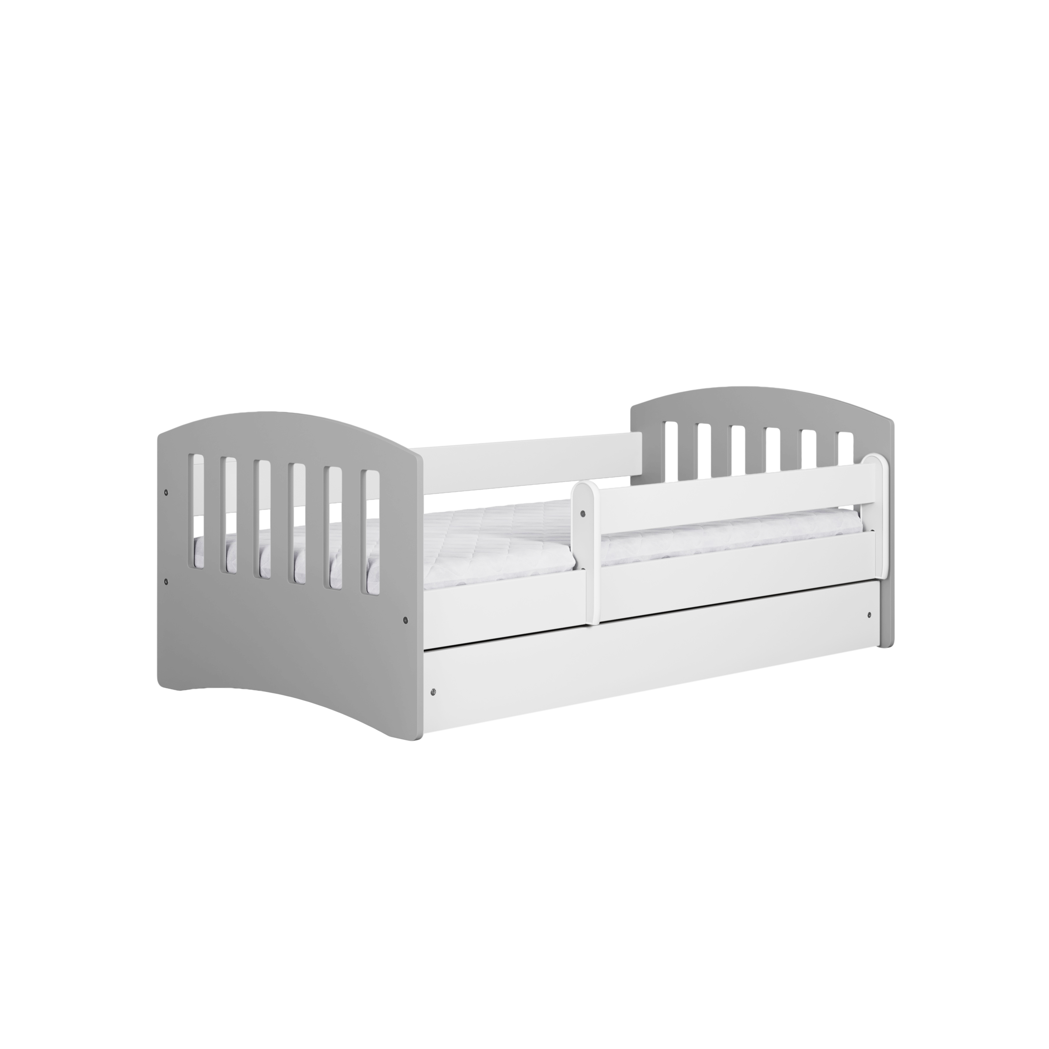 KINDERBETT CLASSIC mit Schublade und Matratze Grau 90/65/184 - Grau, Holzwerkstoff (80/180cm) - RAUMHIRSCH FURNITURE
