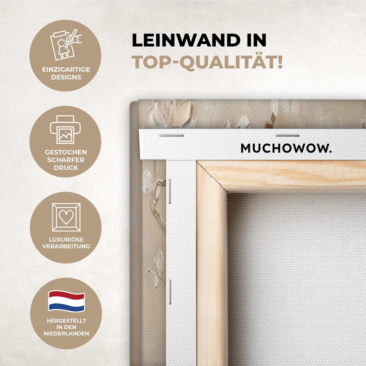 LEINWANDBILD 5er Set Beige - Blüte - Modern 200x100 cm - Beige, Textil (200/100cm) - MuchoWow