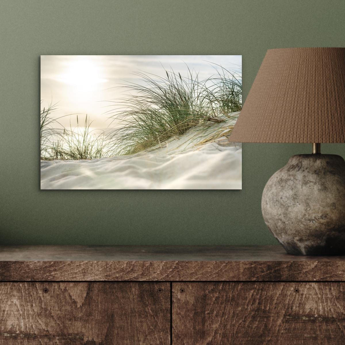 METALLBILD Dünen mit Strandhafer in der Sonne des Nationalparks Schleswig-Holsteinisches Wattenmeer 30x20 cm - Creme, Metall (30/20cm) - MuchoWow