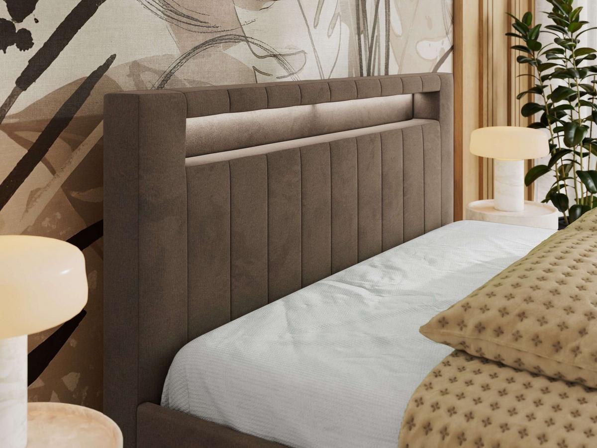 POLSTERBETT GOLD 5 CLASSIC 180/200 - Braun Velvet - Multipocket-Matratze - Braun, Textil (180/200cm) - MKS