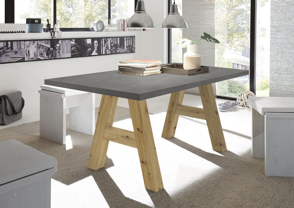 ESSTISCH ausziehbar Elia 1 140 x 90 x 75 Esszimmertisch Asteiche/Graphit - Grau, Holz (140/90/75cm) - 58aufmkessel