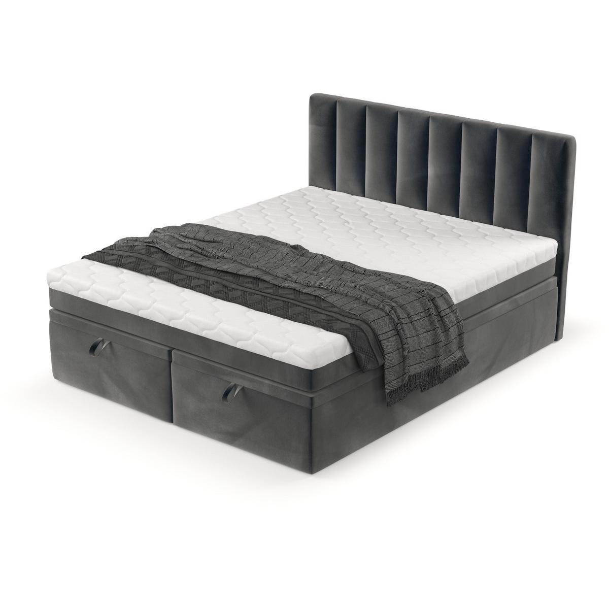BOXBETT Lume 200/200 cm Anthrazit im Paros Stoff - Anthrazit/Schwarz, Holz/Holzwerkstoff (200/200cm) - AltaBeds