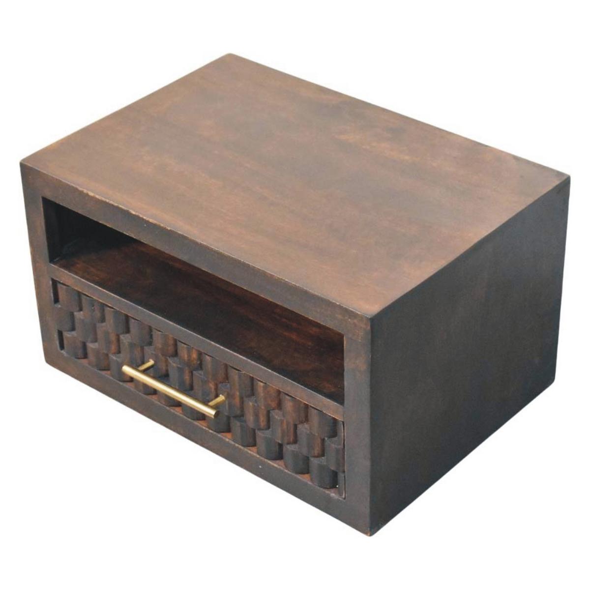 NACHTTISCH Rich-Velvet-Mocha-Finish, 1 Schublade, 1 offenes Fach, Dunkelbraun - Dunkelbraun, Holz (32/25/45cm) - Artisan Furniture
