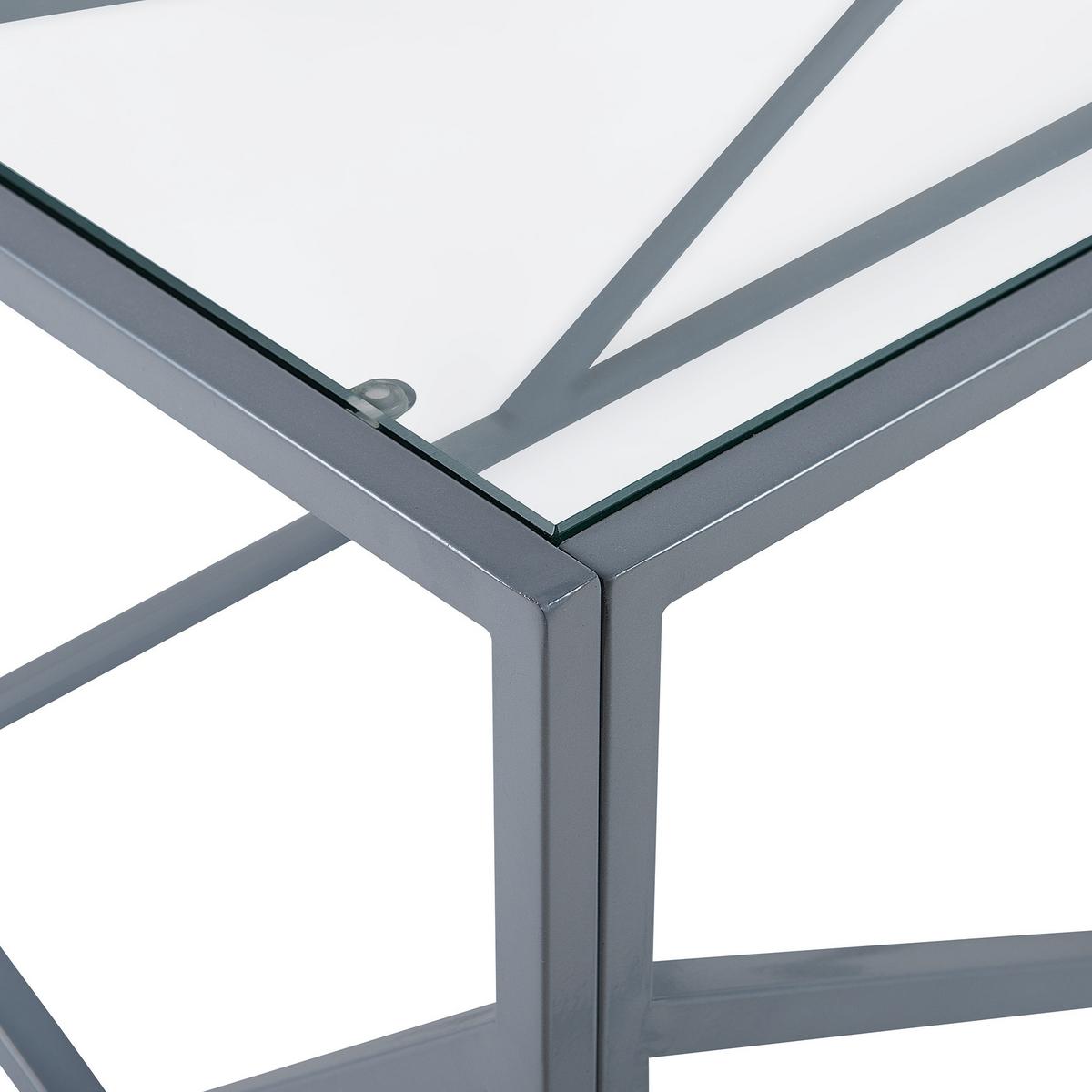 COUCHTISCH Glas silber rechteckig 50/100 cm Orland - Silberfarben, Glas (50/100/45cm) - Beliani