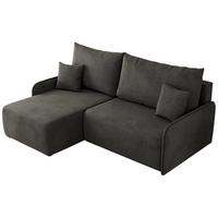 ECKSCHLAFSOFA ARPA L Dunkelgrau Velvet - links - Dunkelgrau/Schwarz, Kunststoff/Textil (198/150cm) - MKS