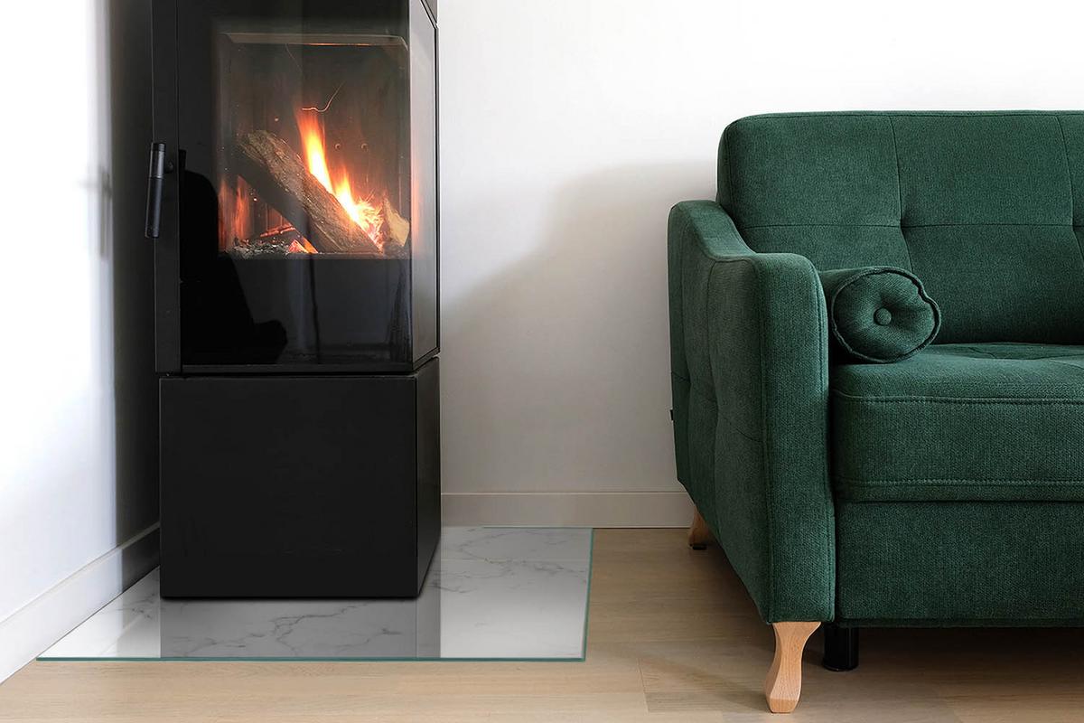 GLASPLATTE für Kamin 60x60 cm - Weiß, Glas (60/60/0.4cm) - TULUP