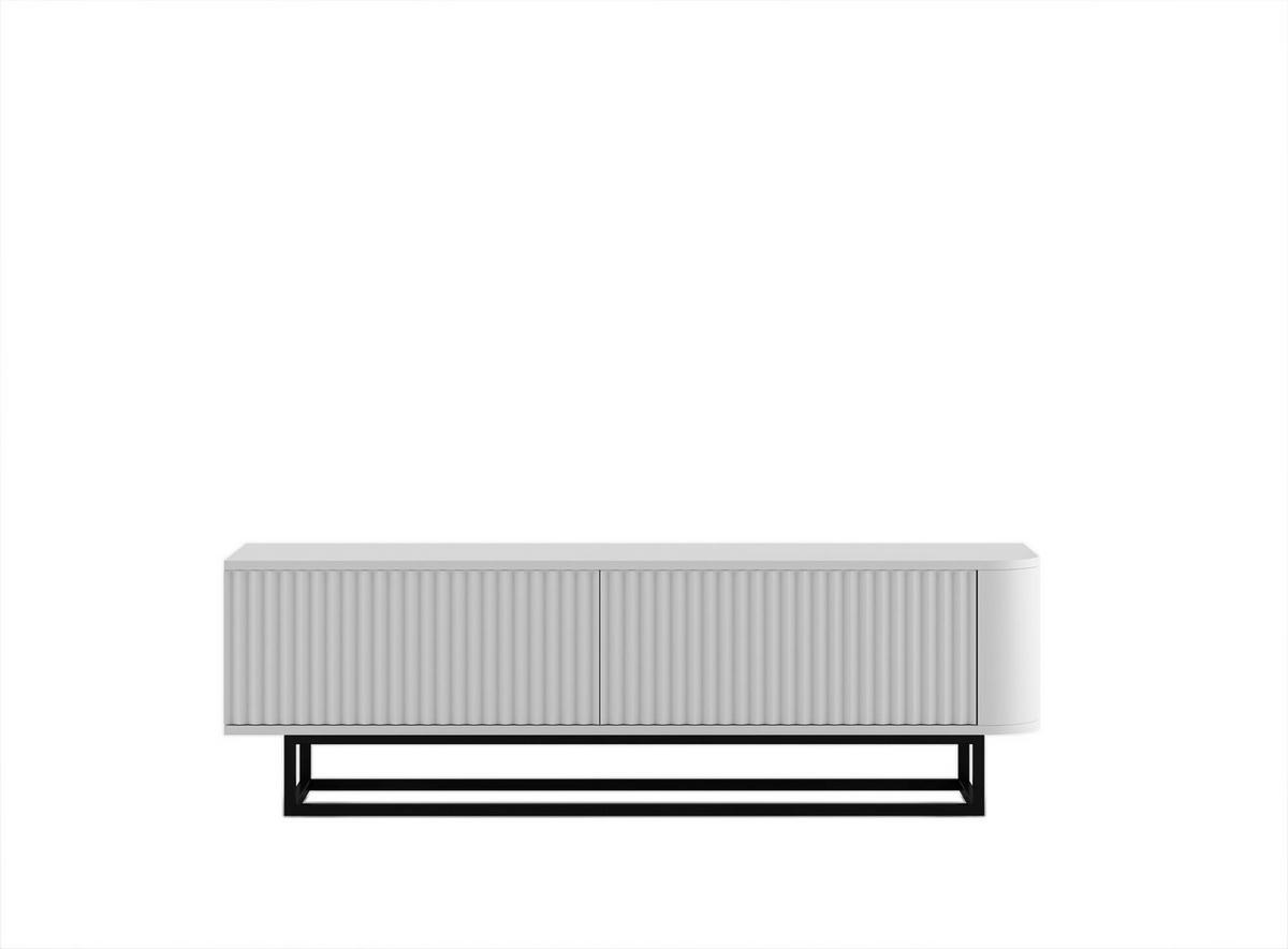 TV-LOWBOARD Aurora Weiß matt 140 cm mit schwarzem Metallrahmen - Goldfarben/Weiß, Holzwerkstoff/Metall (140/44/35cm) - Meble Lindner