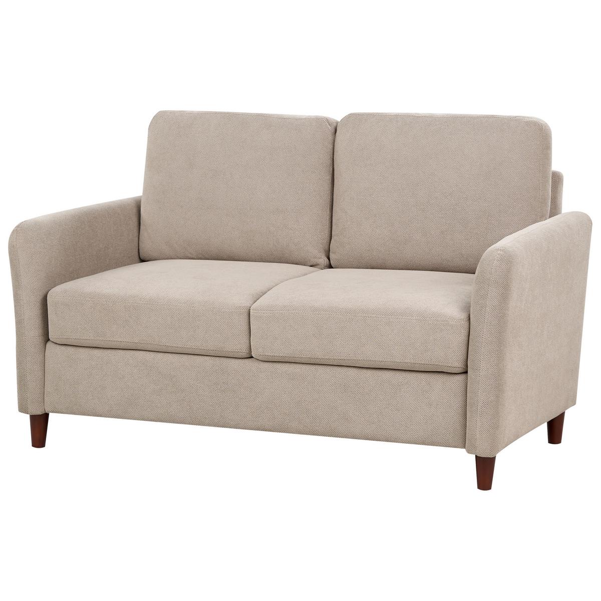 2-SITZER-SOFA Stoff taupe mit Stauraum Mare - Beige/Dunkelbraun, Textil (143/88/77cm) - Beliani