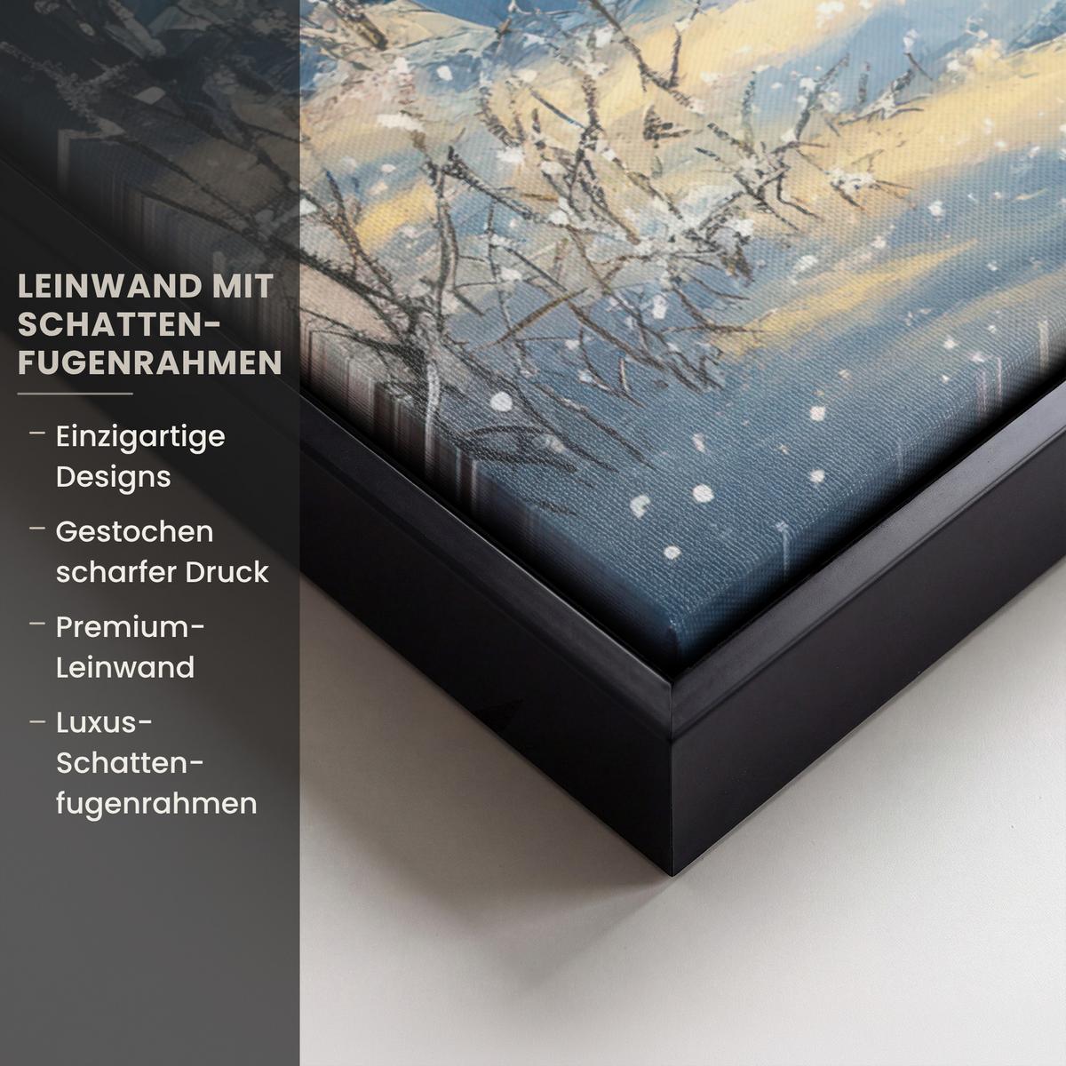 LEINWAND Bilder mit Rahmen - Schneemann - Schnee - Winter - Wald - 50x70 - Hellblau, Textil (50/70cm) - MuchoWow