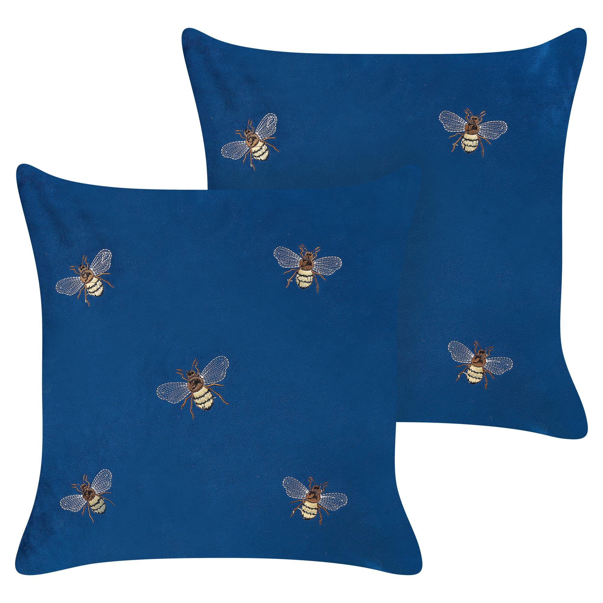 DEKOKISSEN 2er-Set Blau 45/45 cm Talinum - Blau, Textil (45/45cm) - Beliani