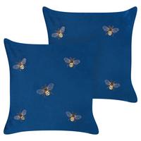DEKOKISSEN 2er-Set Blau 45/45 cm Talinum - Blau, Textil (45/45cm) - Beliani