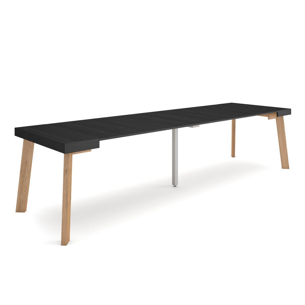 ESSTISCH ausziehbar 58 bis 302cm, für 14 Gäste, schwarz, 58/90/73cm - Schwarz, Holzwerkstoff (90/302/73cm) - Skraut Home