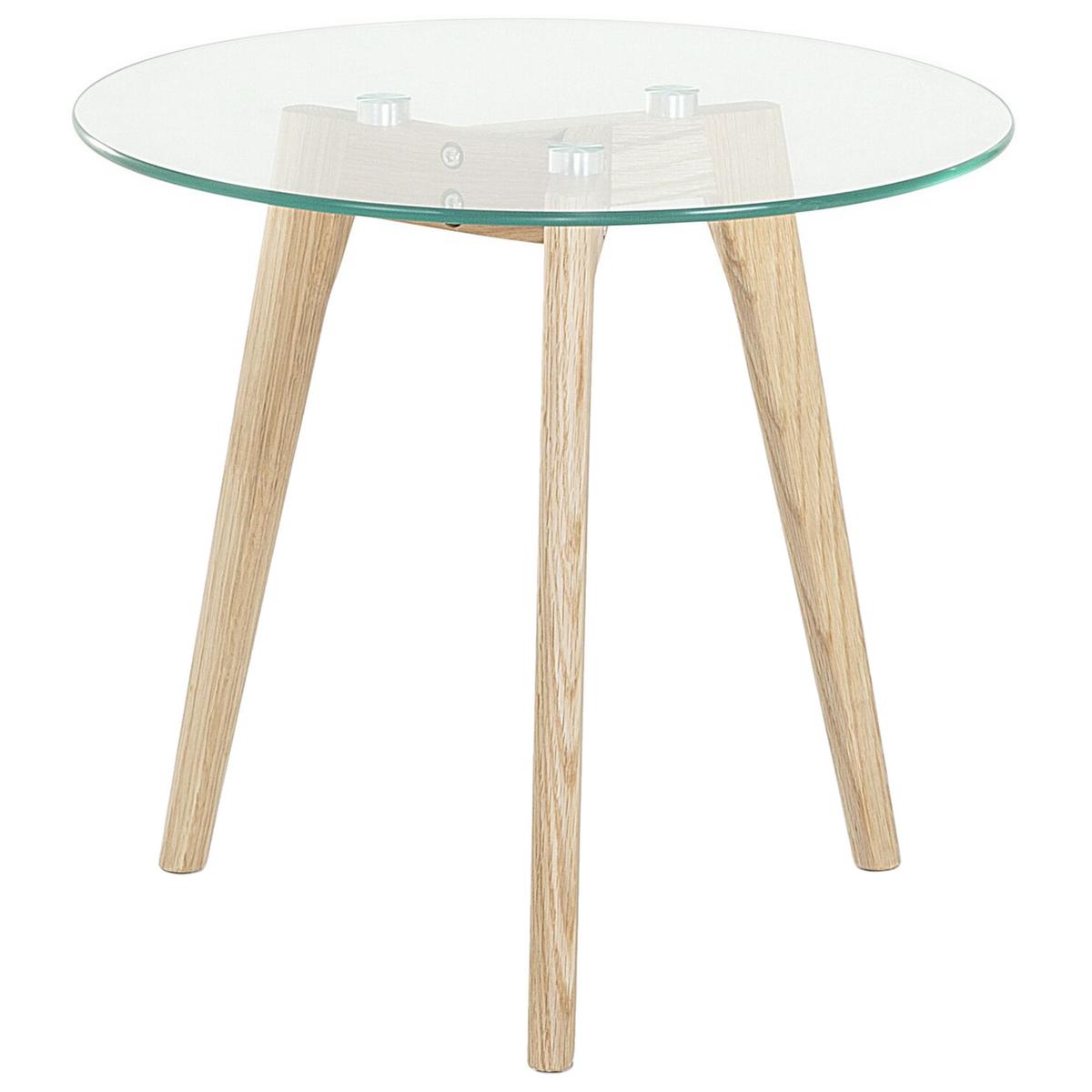 COUCHTISCH 2er-Set Rund Transparent, Hell Holz Missouri - Transparent, Glas (50/50/45cm) - Beliani