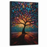 LEINWAND Bilder mit Rahmen - Mosaik - Bunt - Baum - Äste - 60x90 - Multicolor, Textil (60/90cm) - MuchoWow