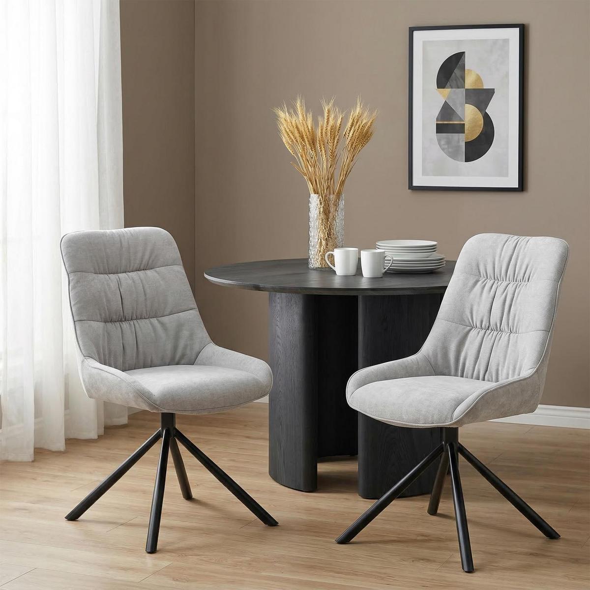 ESSZIMMERSTÜHLE LIBRA 2er-Set grau - Grau, Textil (50/90/60cm) - IDIMEX