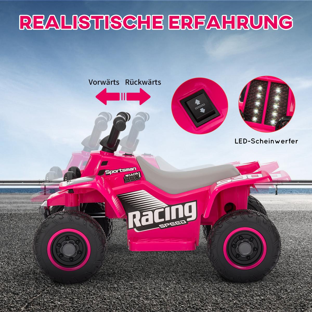 KINDER Elektro-Quad Elektro Kinderquad mit Vorwärts-und Rückwärtsfunktion Rosa - Rosa, Kunststoff/Metall (70.5/42.5/46.5cm) - AIYAPLAY