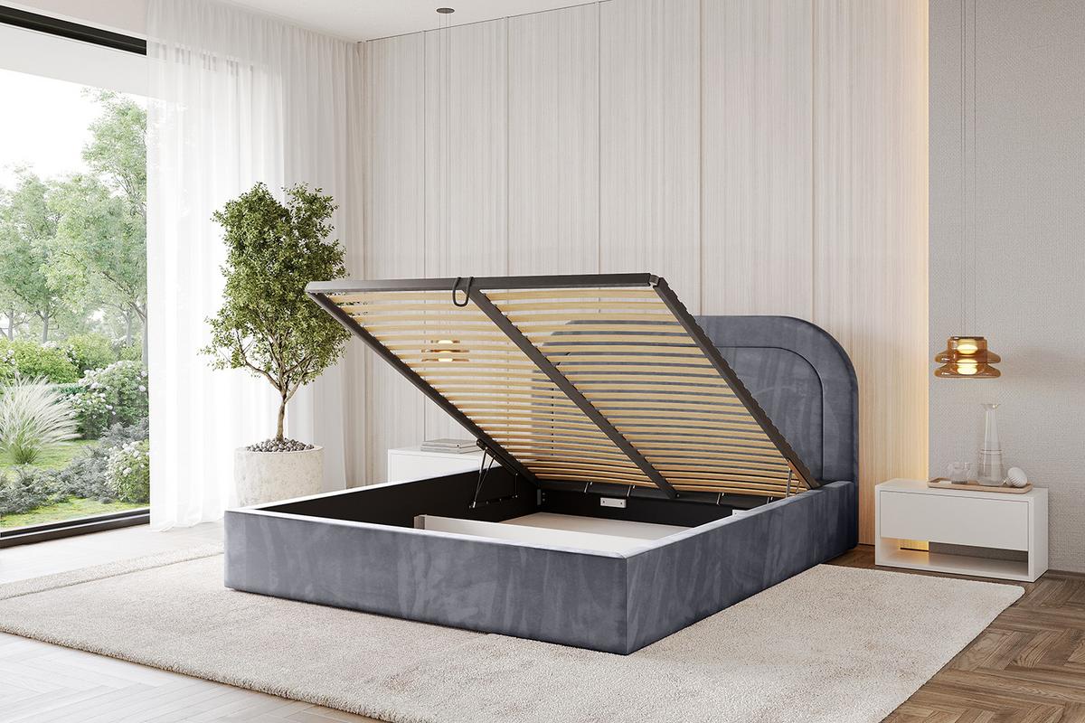 POLSTERBETT mit Bettkasten und Lattenrost, Boxbett ohne Matratze - LERAY 120x200 Dunkelgrau - Dunkelgrau, Holzwerkstoff/Textil (120/200cm) - ALTDECOR