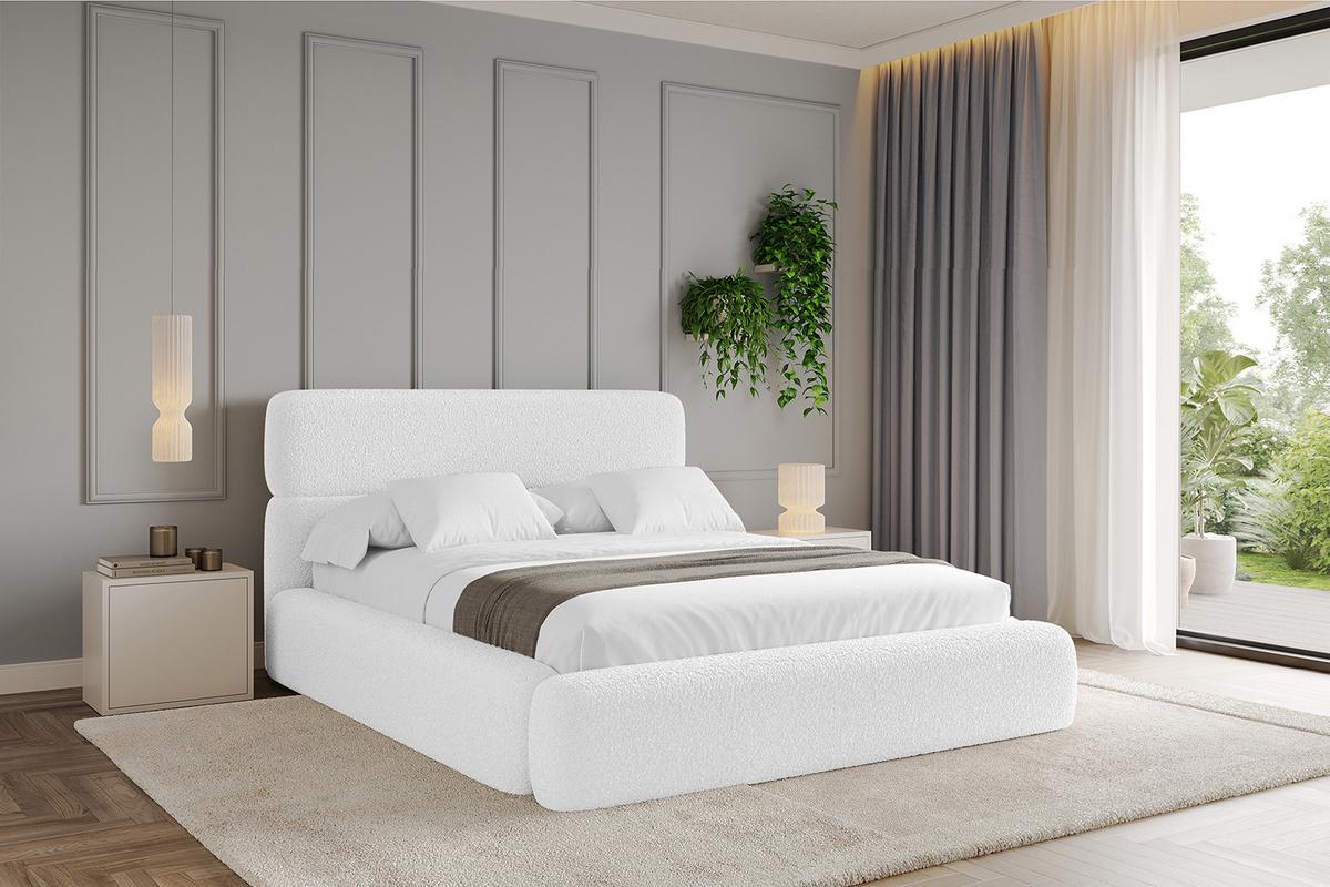 POLSTERBETT mit Bettkasten und Lattenrost, Boxbett ohne Matratze - ENORA 180x200 Weiß - Weiß, Holzwerkstoff/Textil (180/200cm) - ALTDECOR