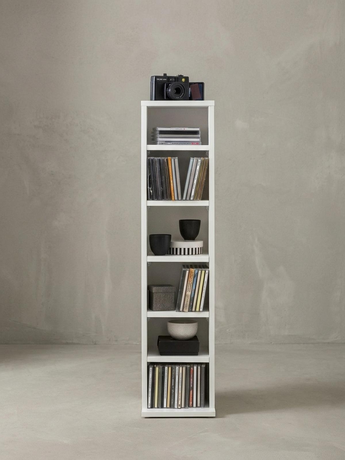CD-REGAL – Holz, 6 Fächer, modern - Weiß, Holz (21/90/20cm) - KADIMA DESIGN