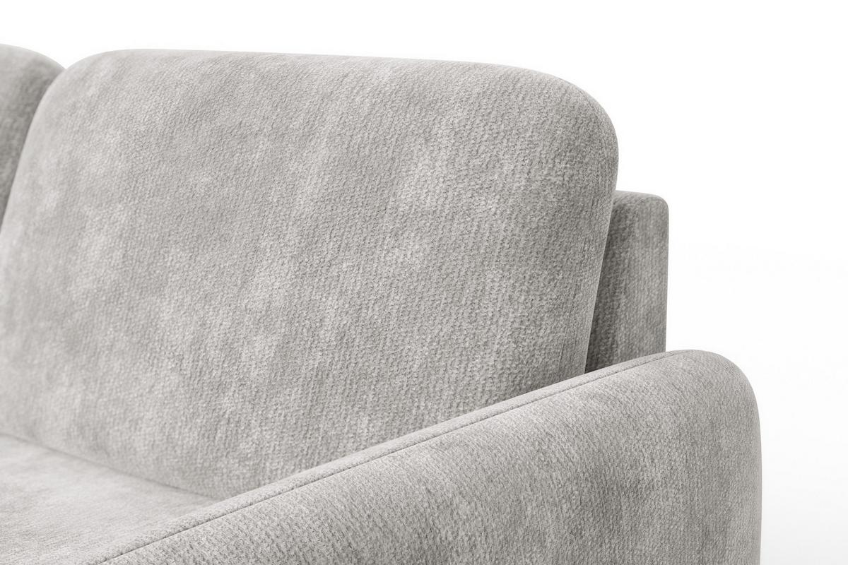 ECKSOFA FEBE 4-Sitzer LINKS, hellgrauer Chenille-Stoff - Hellgrau/Schwarz, Holz/Textil (264/157cm) - Wozimo