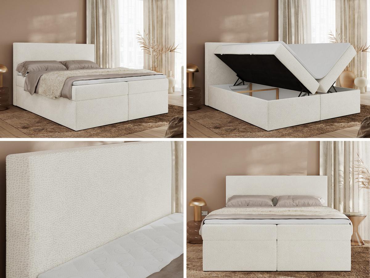 BOXBETT JAGUAR 140/200 - Creme Struktur - H3 - Ecru, Holz/Textil (140/200cm) - MKS