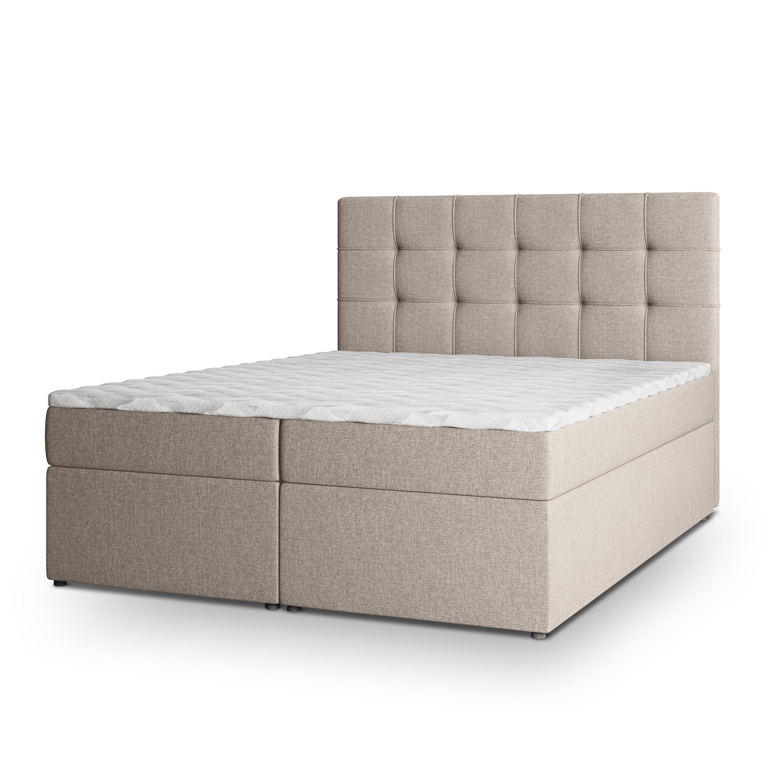 BOXBETT PALMA 160x200 cm mit Matratze und Topper - Beige - Beige, Holz (160/200cm) - MASSENO