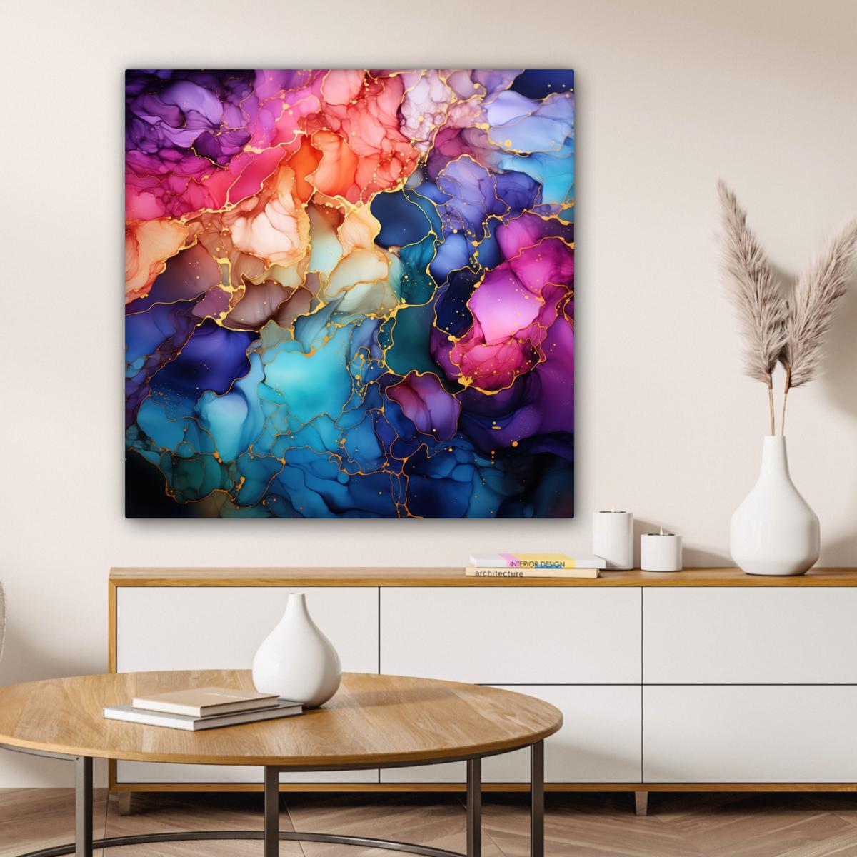 LEINWANDBILD Marmor - Bunt - Abstrakt Deko Groß 90x90 cm - Multicolor, Textil (90/90cm) - MuchoWow