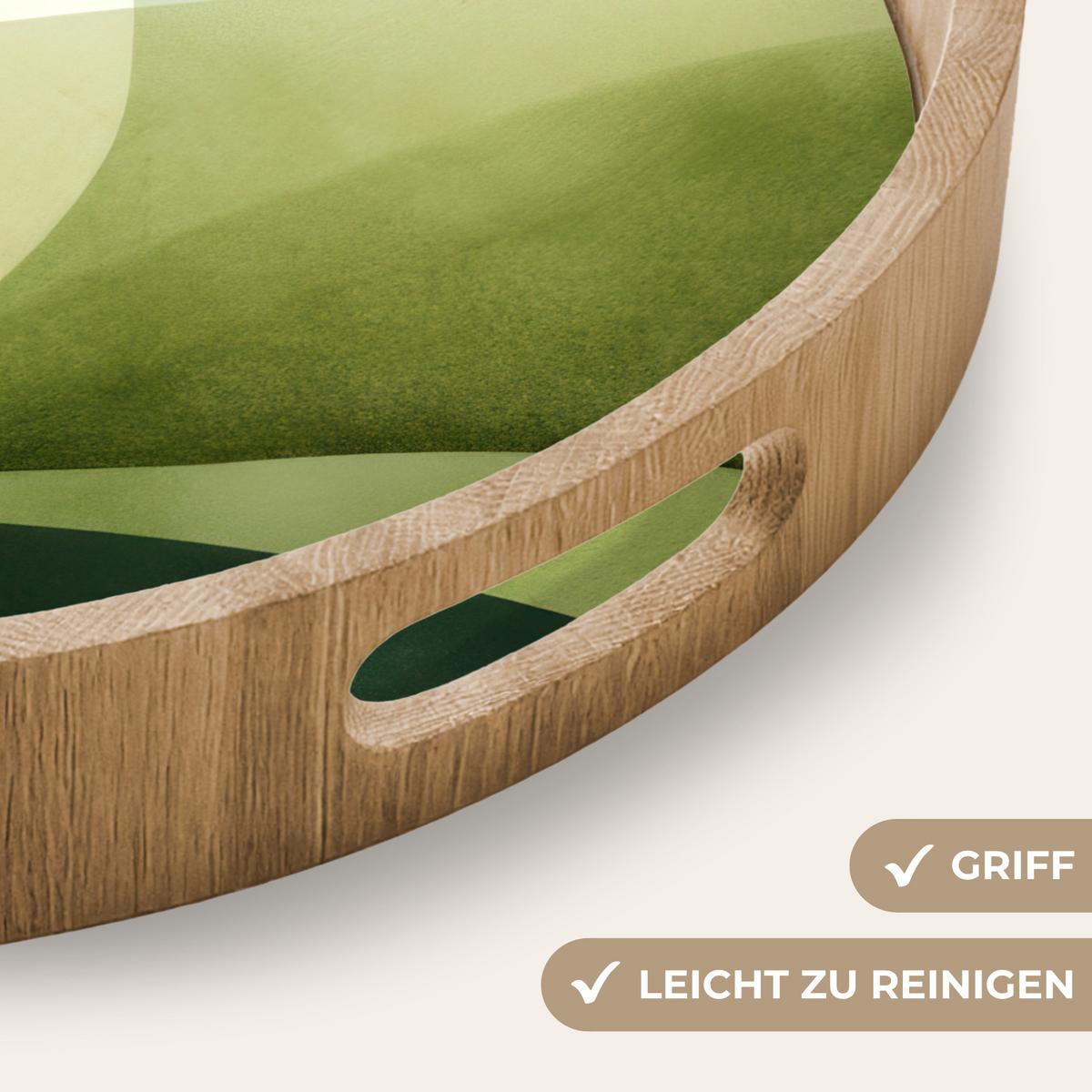 TABLETT Wellen - Abstrakt - Hellgrün - Ornamental 50x50 cm - Grün, Holz (50/5/5cm) - OnlyWow