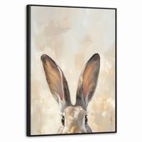 LEINWAND Bilder mit Rahmen - Hase - Ohren - Braun - 70x100 - Beige, Textil (70/100cm) - MuchoWow