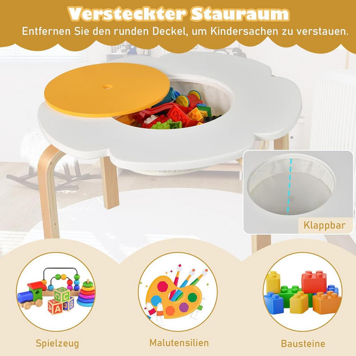 KINDERSCHREIBTISCH-SET Blumenförmig mehrfarbig(5-tlg) - Multicolor, Holzwerkstoff (60/45/60cm) - COSTWAY