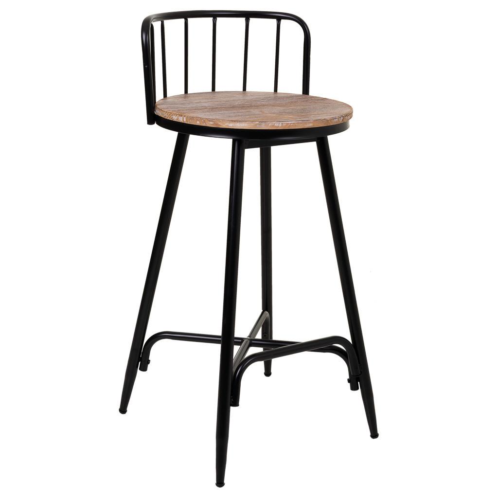 BARHOCKER aus Metall und Holz, grau, 41x88cm - Schwarz, Holz (41/88/41cm) - Wanderlust