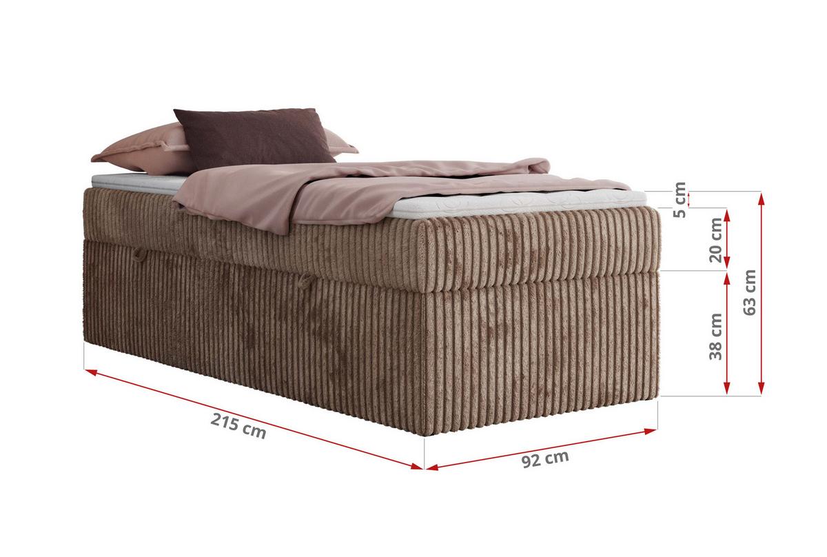 BOXBETT ZERO 90/200 - Braun Cord - H3 - Topper T25 - Braun, Textil (90/200cm) - MKS