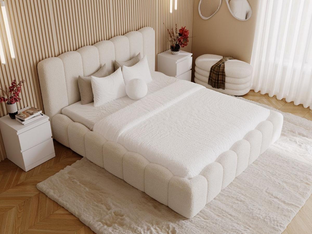 POLSTERBETT Smile 200x200 Bouclé-Stoff Creme - Creme, Textil (200/200cm) - Graingold