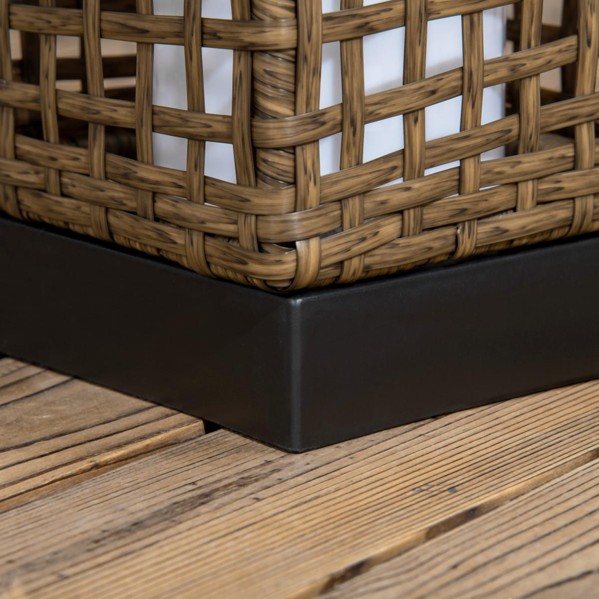 SOLARLEUCHTE, Rattan, Stahl, Sand - Schwarz, Metall (15.5/15.5/46cm) - Outsunny