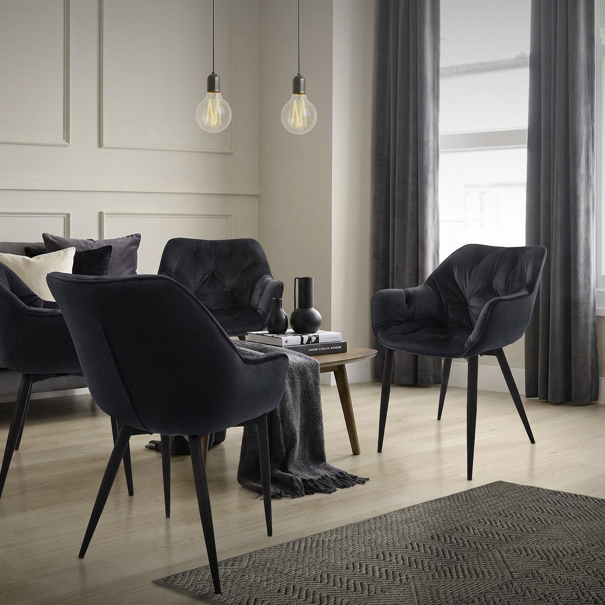 ESSZIMMERSTÜHLE 4er Set Anthrazit Samt - Schwarz, Metall (67/83/59cm) - ML-DESIGN