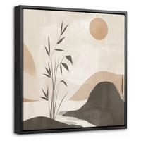 LEINWAND Bilder mit Rahmen - Japandi - Landschaft - Beige - 20x20 - Cognac, Textil (20/20cm) - MuchoWow