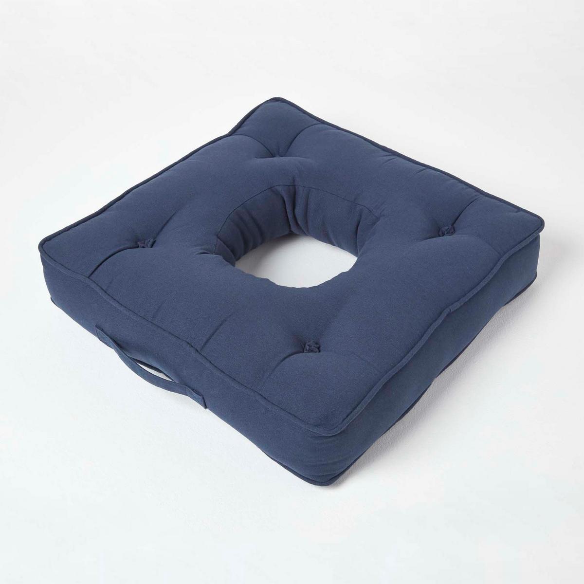 SITZKISSEN mit Aussparung dunkelblau 50/50/10 cm – Entlastungskissen, Baumwolle - Dunkelblau, Textil (50/50/10cm) - Homescapes