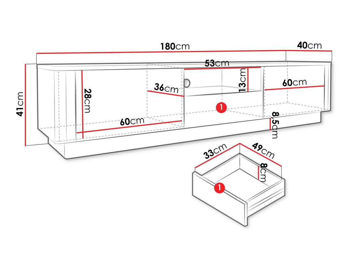 TV-SCHRANK Netari 2D1SZ - Dunkelbraun, Holzwerkstoff (180/41/40cm) - MIRJAN24
