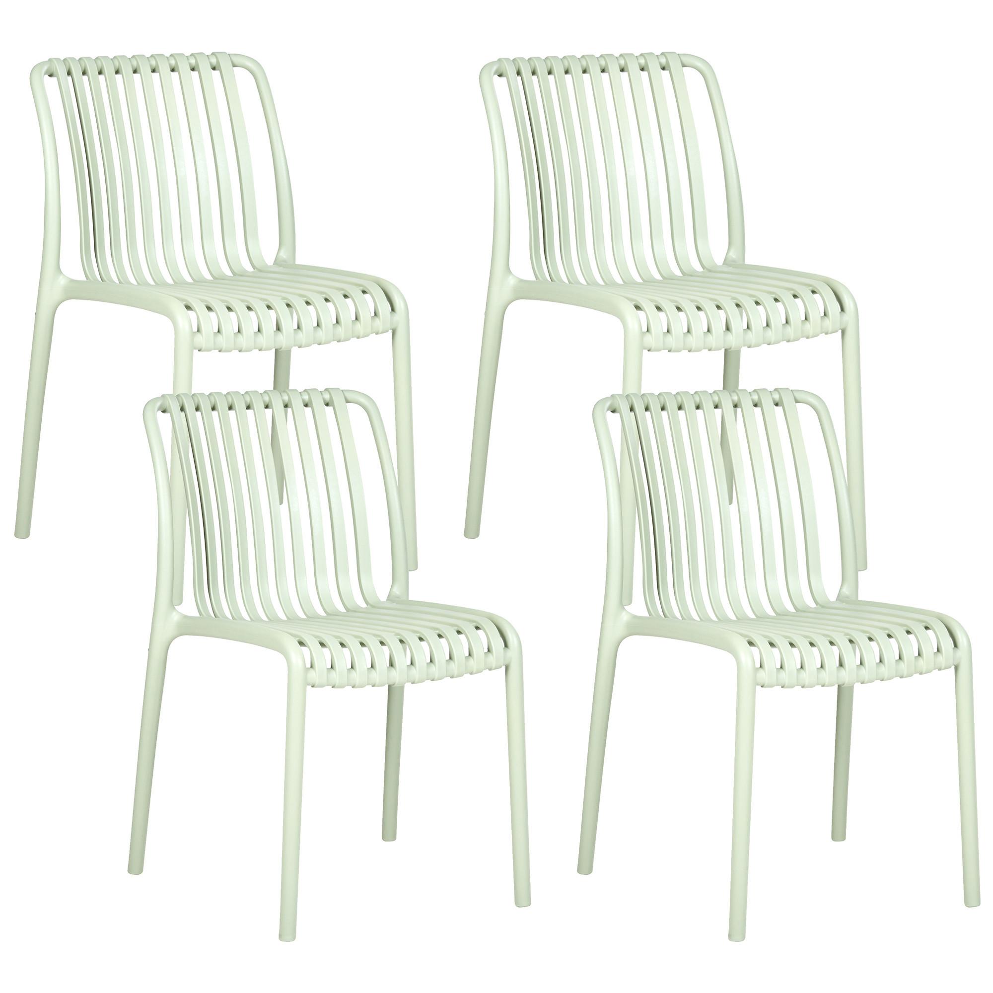 GARTENSTUHL 4er-Set Hellgrün Ariccia - Hellgrün, Kunststoff (45/78/50cm) - Beliani