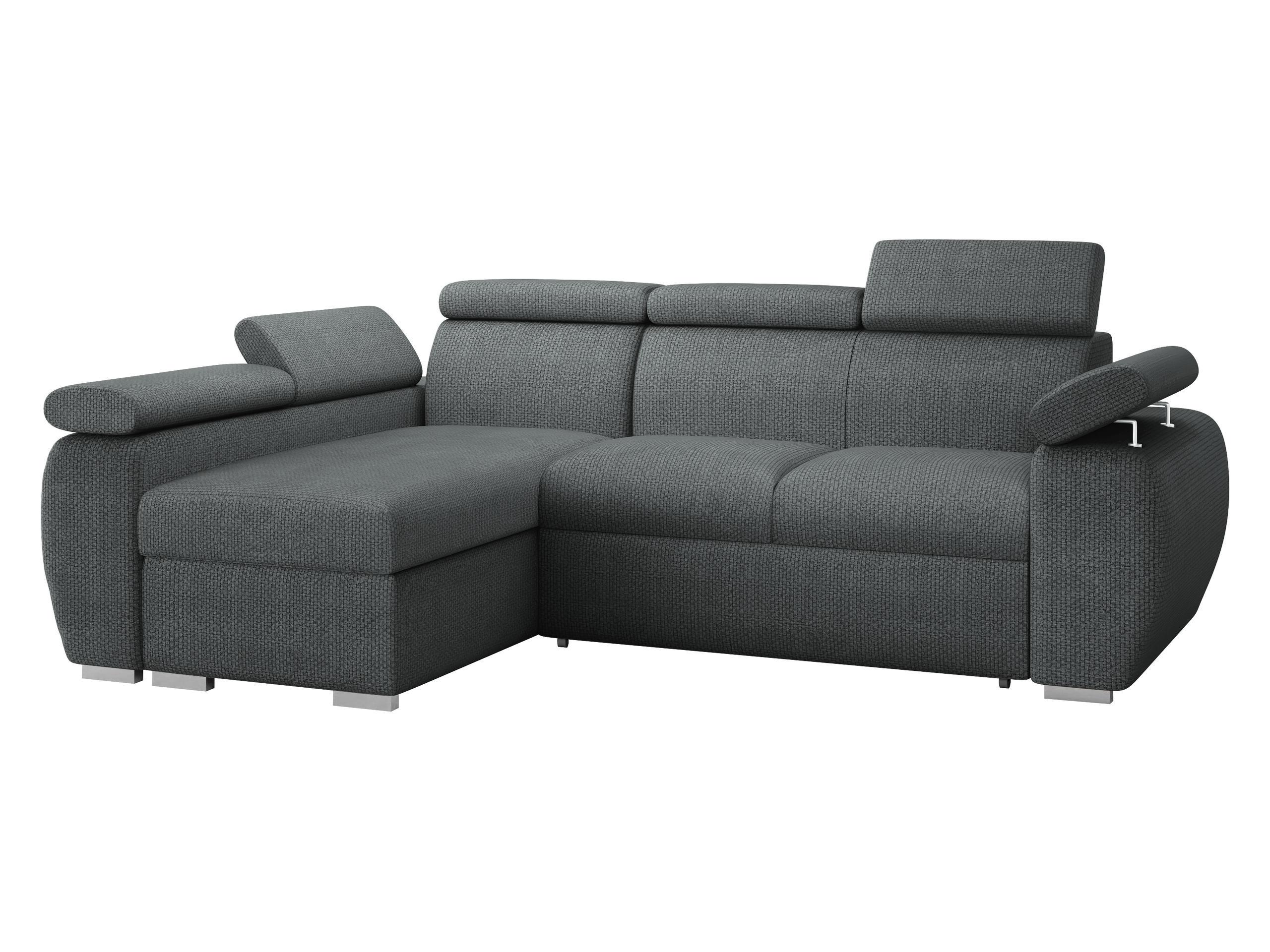 ECKSOFA Boston Mini, Seite: Links - LC+2R - Chromfarben/Blaugrau, Holz/Textil (255/170cm) - MIRJAN24