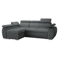 ECKSOFA Boston Mini, Seite: Links - LC+2R - Chromfarben/Blaugrau, Holz/Textil (255/170cm) - MIRJAN24
