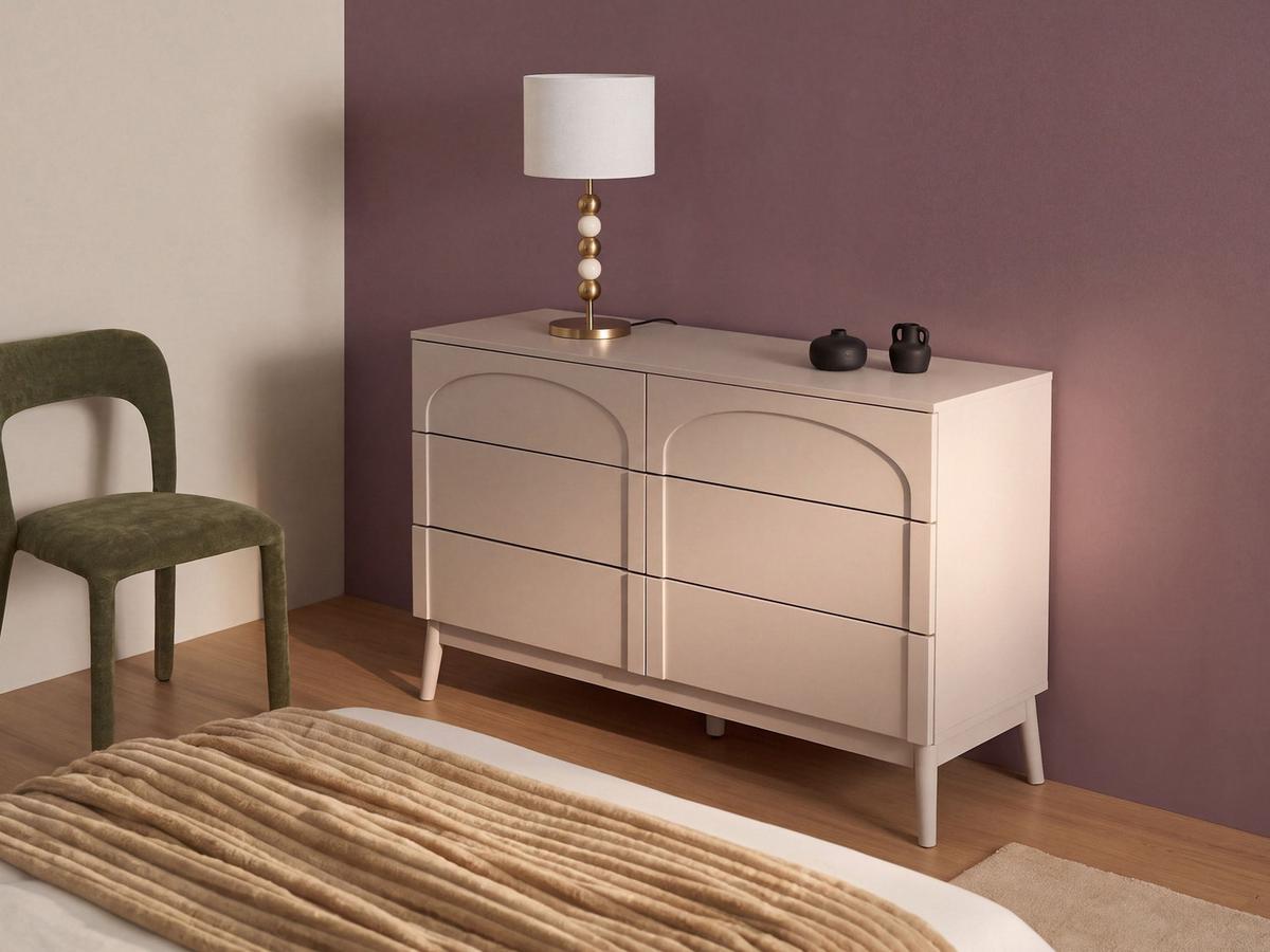 KOMMODE mit 6 Schubladen Hellbeige Boulia - Beige, Holz/Holzwerkstoff (120/80/40cm) - Beliani