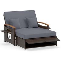 SONNENLIEGE geflochtene Doppel liege grau - Grau, Metall (164/88/72cm) - COSTWAY