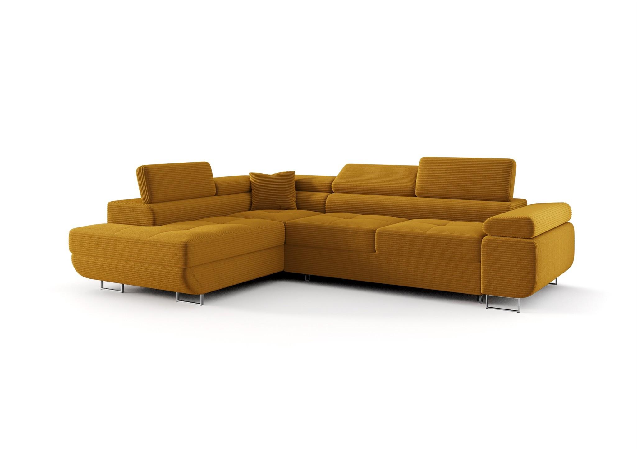 ECKSOFA Monaro Mit Schlaffunktion - Gelb, Holzwerkstoff/Textil (202/275cm) - Fun Möbel