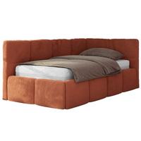 JUGENDBETT ARVO 90/200 - Orange Plüsch - Foam-Matratze - Rechts Seite - Orange, Textil (90/200cm) - MKS
