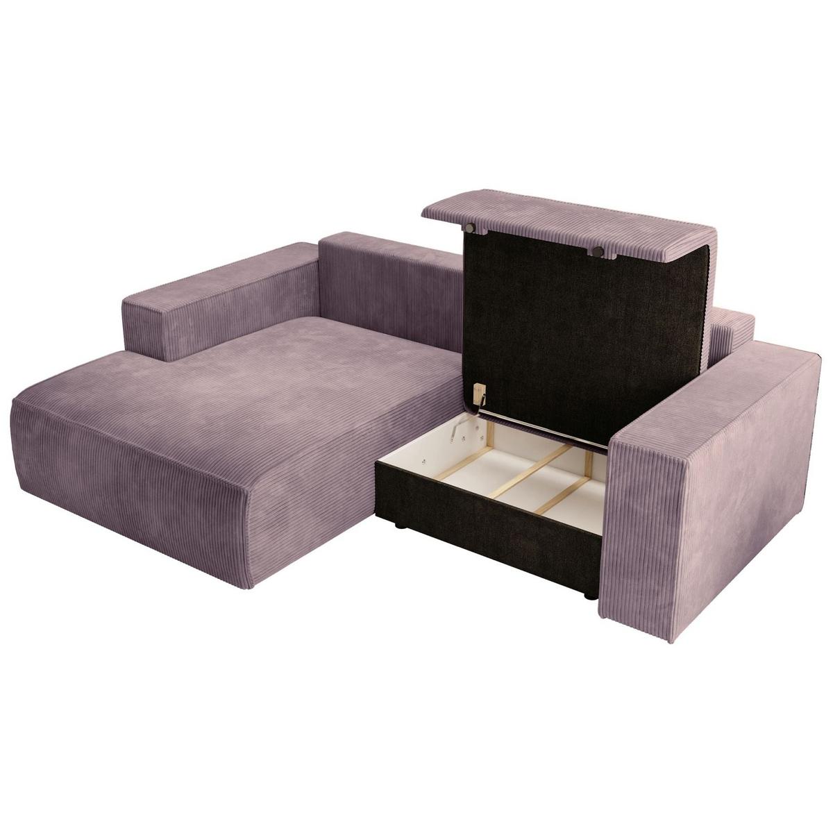 ECKSOFA Farese Mini mit Cordbezug Mauve, links - Flieder/Schwarz, Textil (240/167cm) - Selsey